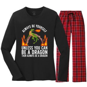 Funny Dragon Design For Men Women Fantasy Dragon Lover Women's Long Sleeve Flannel Pajama Set 