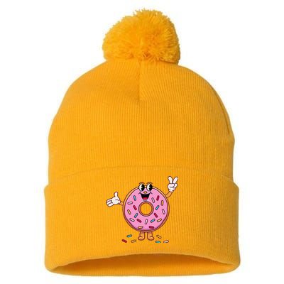 Funny Donu Donut Sprinkles Pom Pom 12in Knit Beanie