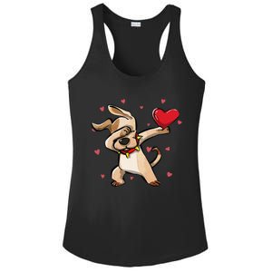 Funny Dabbing Dog Heart Valentine's Day Gifts Ladies PosiCharge Competitor Racerback Tank