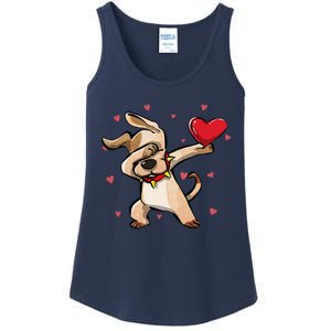 Funny Dabbing Dog Heart Valentine's Day Gifts Ladies Essential Tank