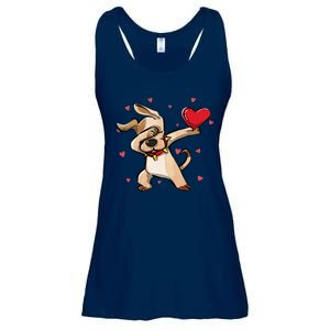 Funny Dabbing Dog Heart Valentine's Day Gifts Ladies Essential Flowy Tank