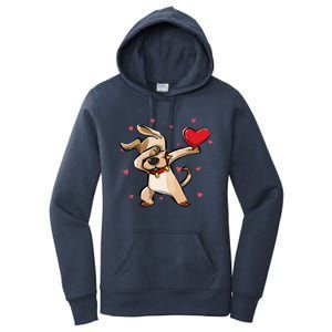 Funny Dabbing Dog Heart Valentine's Day Gifts Women's Pullover Hoodie