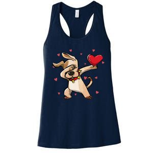 Funny Dabbing Dog Heart Valentine's Day Gifts Women's Racerback Tank