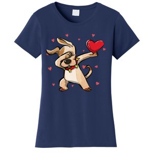 Funny Dabbing Dog Heart Valentine's Day Gifts Women's T-Shirt