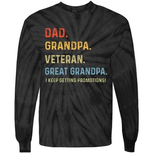 Fathers Day Dad Grandpa Veteran Great Grandpa Tie-Dye Long Sleeve Shirt