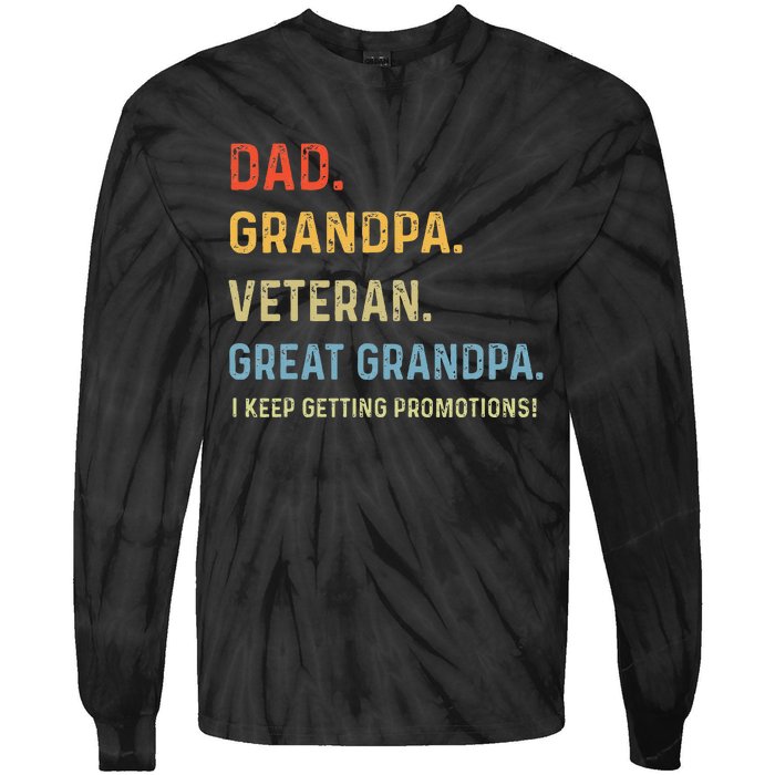 Fathers Day Dad Grandpa Veteran Great Grandpa Tie-Dye Long Sleeve Shirt