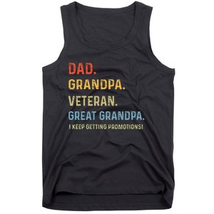 Fathers Day Dad Grandpa Veteran Great Grandpa Tank Top