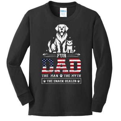 Fur Dad Dog And Cat Lovers FatherS Day Design Kids Long Sleeve Shirt