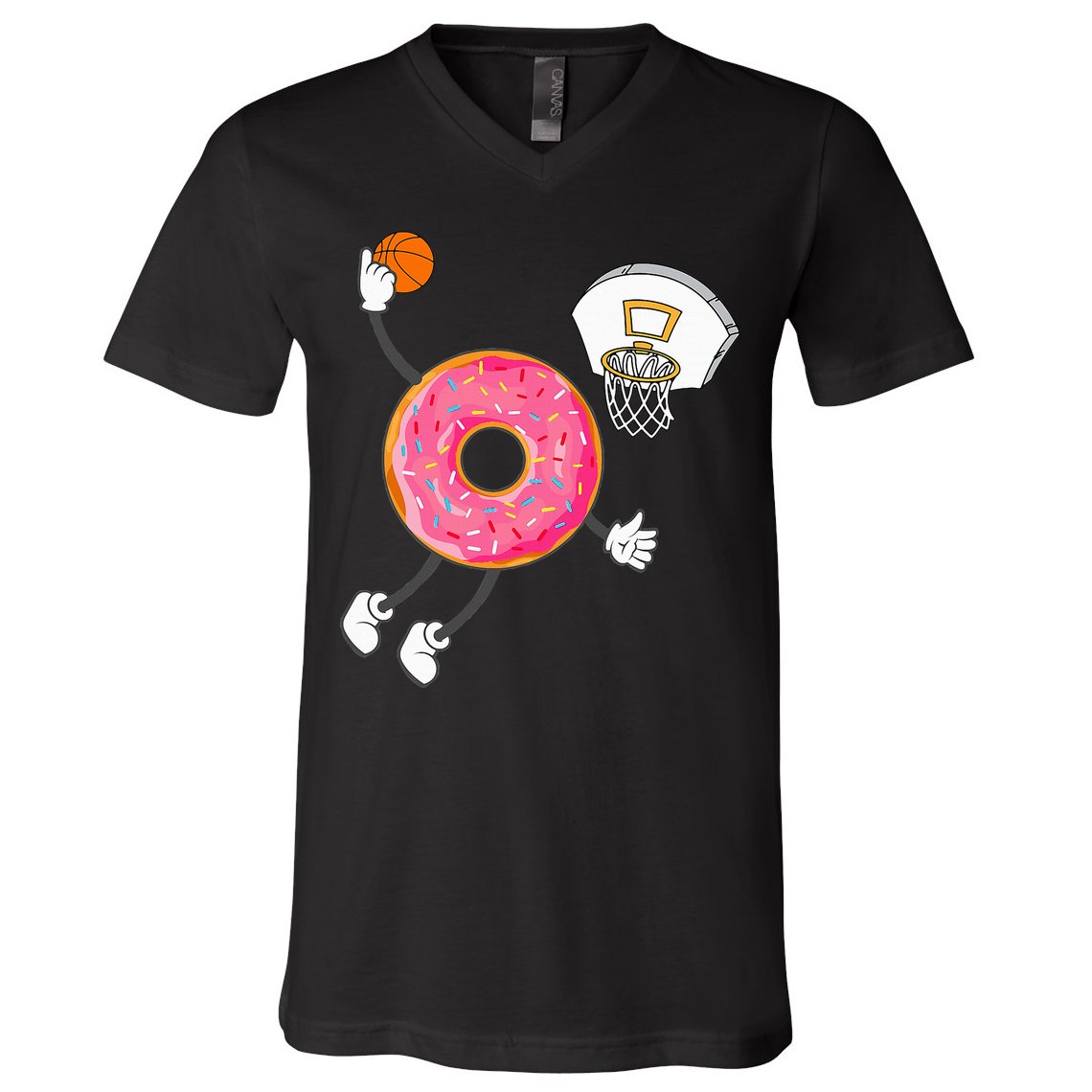 funny Dunking Donut Hole Food Champ V-Neck T-Shirt