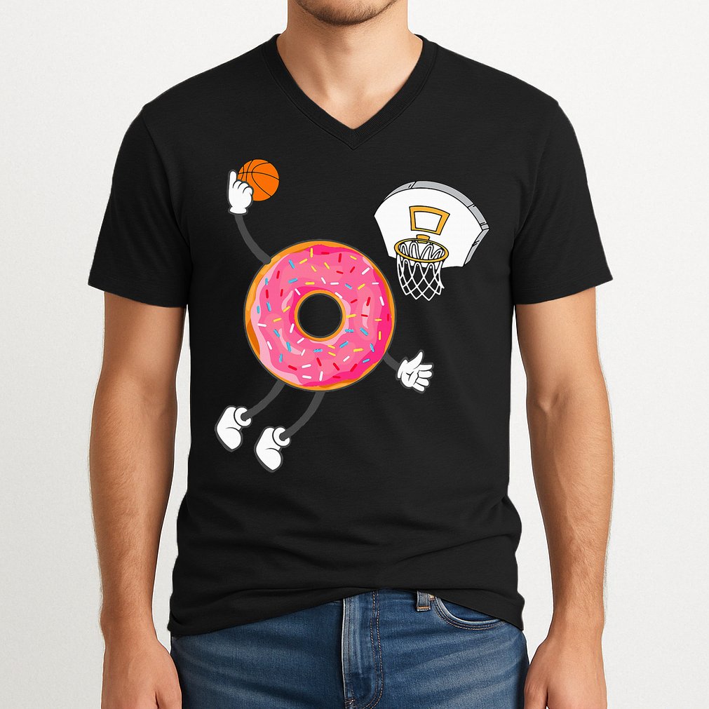 funny Dunking Donut Hole Food Champ V-Neck T-Shirt