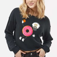 funny Dunking Donut Hole Food Champ Cropped Pullover Crew