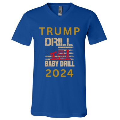 Funny Drill Drill Trump 2024 Gift V-Neck T-Shirt