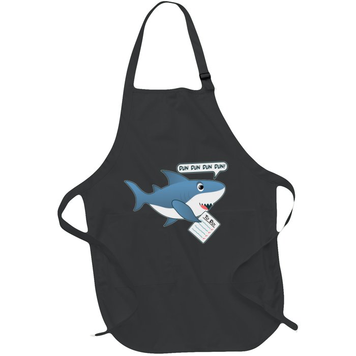 Funny Dun Dun To Do List Shark Full-Length Apron With Pockets