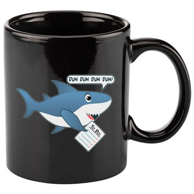 Funny Dun Dun To Do List Shark 11oz C Handle Ceramic Mug