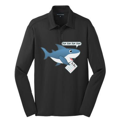 Funny Dun Dun To Do List Shark Silk Touch Performance Long Sleeve Polo