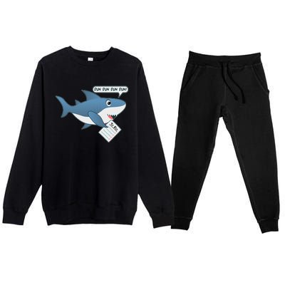 Funny Dun Dun To Do List Shark Premium Crewneck Sweatsuit Set