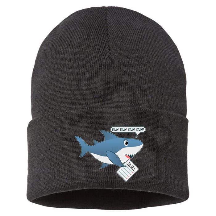 Funny Dun Dun To Do List Shark Sustainable Knit Beanie