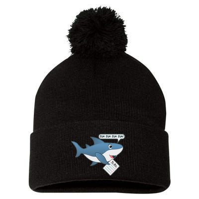 Funny Dun Dun To Do List Shark Pom Pom 12in Knit Beanie