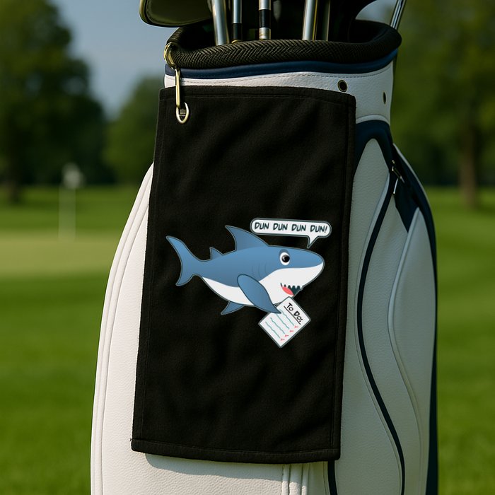 Funny Dun Dun To Do List Shark Golf Towel