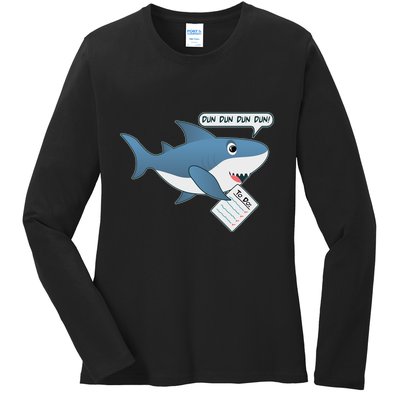 Funny Dun Dun To Do List Shark Ladies Long Sleeve Shirt