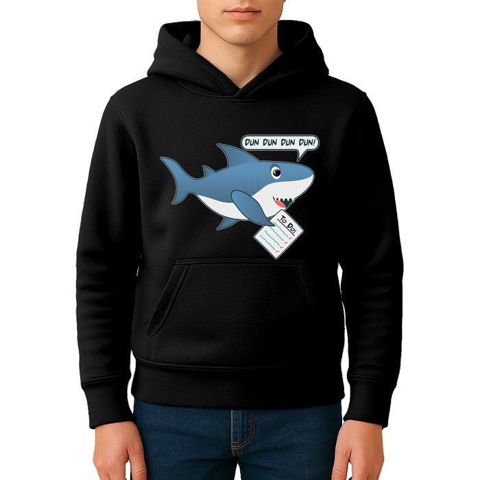 Funny Dun Dun To Do List Shark Kids Hoodie