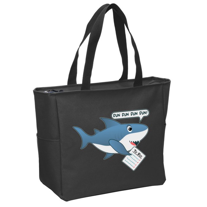 Funny Dun Dun To Do List Shark Zip Tote Bag