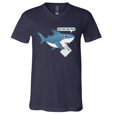 Funny Dun Dun To Do List Shark V-Neck T-Shirt