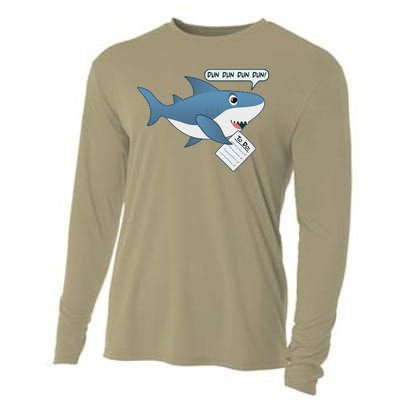 Funny Dun Dun To Do List Shark Cooling Performance Long Sleeve Crew