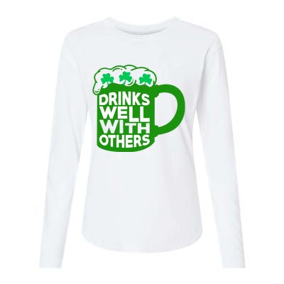 Funny Drinking Drinks Well With Others Womens Cotton Relaxed Long Sleeve T-Shirt