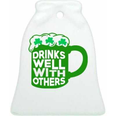 Funny Drinking Drinks Well With Others Ceramic Bell Ornament