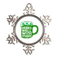 Funny Drinking Drinks Well With Others Metallic Star Ornament