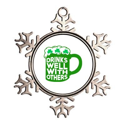 Funny Drinking Drinks Well With Others Metallic Star Ornament