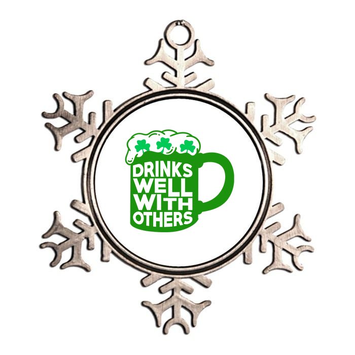 Funny Drinking Drinks Well With Others Metallic Star Ornament