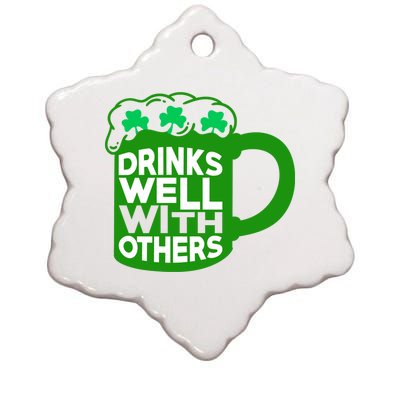 Funny Drinking Drinks Well With Others Ceramic Star Ornament