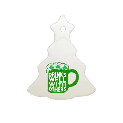 Funny Drinking Drinks Well With Others Ceramic Tree Ornament