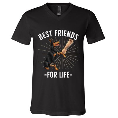 Funny Doberman Design For  Doberman Pinscher Lovers V-Neck T-Shirt