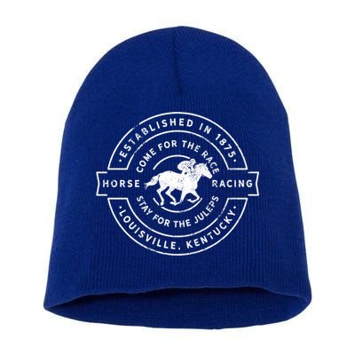 Funny Derby Day Kentucky Horse Racing And Mint Juleps Gift Short Acrylic Beanie