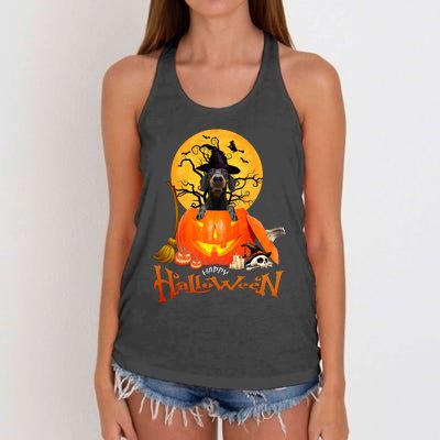 Funny Dachshund Dog Spooky Halloween Women's Knotted Racerback Tank