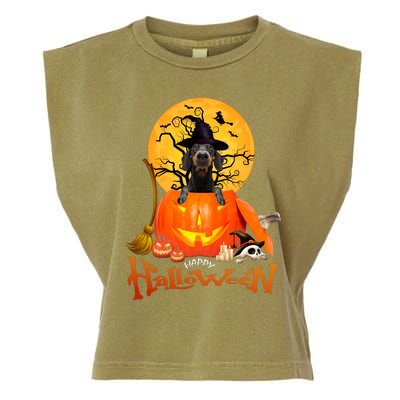 Funny Dachshund Dog Spooky Halloween Garment-Dyed Women's Muscle Tee