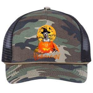 Funny Dalmatian Dog Spooky Halloween Retro Rope Trucker Hat Cap