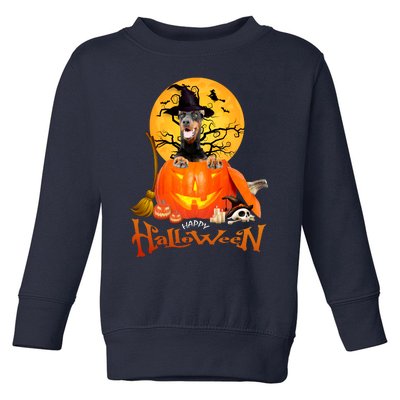 Funny Dobermann Dog Spooky Halloween Toddler Sweatshirt