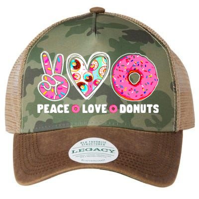 Funny Doughnut Day Donut Lover Peace Love Donuts Boy Girl Legacy Tie Dye Trucker Hat