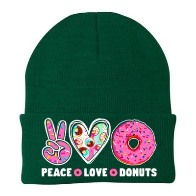 Funny Doughnut Day Donut Lover Peace Love Donuts Boy Girl Knit Cap Winter Beanie