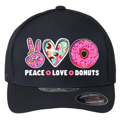 Funny Doughnut Day Donut Lover Peace Love Donuts Boy Girl Flexfit Unipanel Trucker Cap