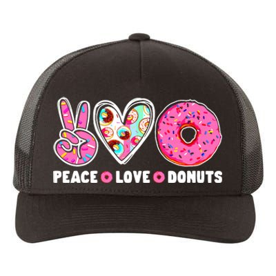 Funny Doughnut Day Donut Lover Peace Love Donuts Boy Girl Yupoong Adult 5-Panel Trucker Hat