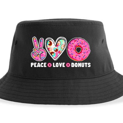 Funny Doughnut Day Donut Lover Peace Love Donuts Boy Girl Sustainable Bucket Hat