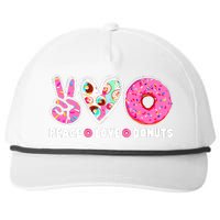 Funny Doughnut Day Donut Lover Peace Love Donuts Boy Girl Snapback Five-Panel Rope Hat