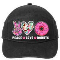 Funny Doughnut Day Donut Lover Peace Love Donuts Boy Girl 7-Panel Snapback Hat