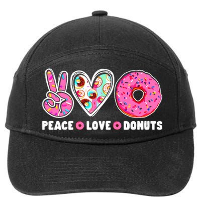 Funny Doughnut Day Donut Lover Peace Love Donuts Boy Girl 7-Panel Snapback Hat