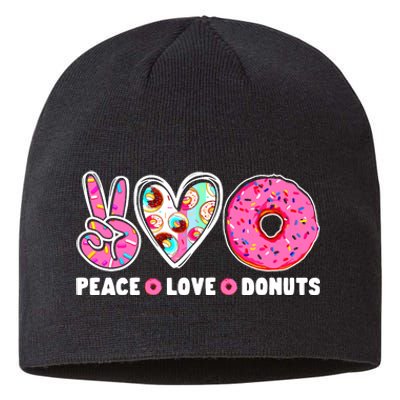 Funny Doughnut Day Donut Lover Peace Love Donuts Boy Girl Sustainable Beanie